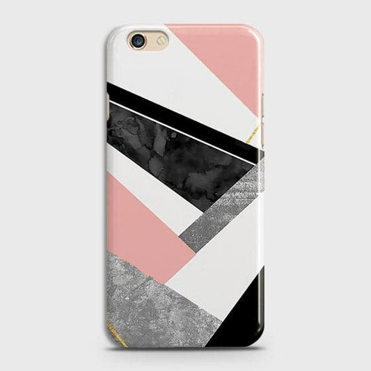 Oppo A77 Cover - Geometric Luxe Marble Trendy Printed Hard Case With Life Time Colour Guarantee ( Fast Delivery )