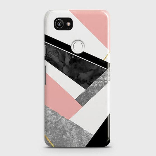Google Pixel 2 XL Cover - Geometric Luxe Marble Trendy Printed Hard Case With Life Time Colour Guarantee(1) ( Fast Delivery )