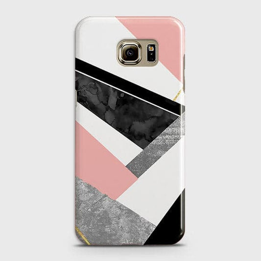Samsung Galaxy S6 Edge Cover - Geometric Luxe Marble Trendy Printed Hard Case With Life Time Colour Guarantee (Fast Delivery)