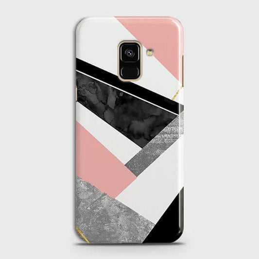 Samsung A8 Plus 2018 Cover - Geometric Luxe Marble Trendy Printed Hard Case With Life Time Colour Guarantee B74 ( Fast Delivery )
