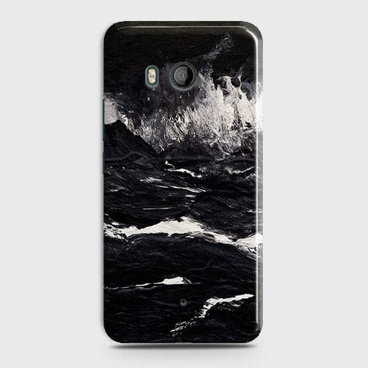 HTC U11 Cover - Matte Finish -  Black Ocean Marble Trendy Printed Hard Case With Life Time Colour Guarantee(1) ( Fast Delivery )