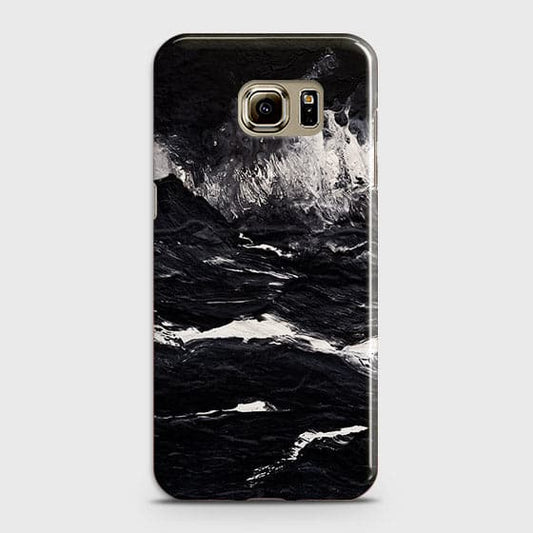 Samsung Galaxy S6 Edge Cover - Matte Finish - Black Ocean Marble Trendy Printed Hard Case With Life Time Colour Guarantee ( Fast Delivery )
