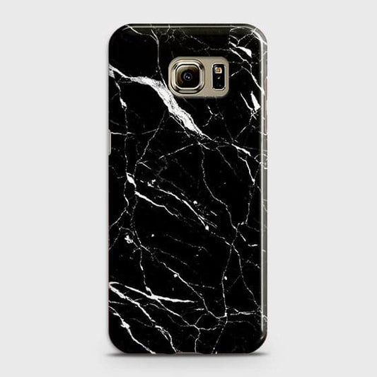 Samsung Galaxy S6 Edge Cover - Matte Finish - Trendy Black Marble Printed Hard Case With Life Time Colour Guarantee(1) ( Fast Delivery )