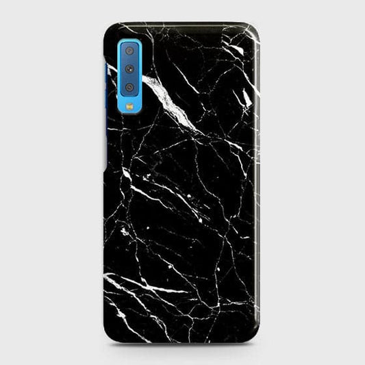 Samsung A7 2018 Cover - Matte Finish - Trendy Black Marble Printed Hard Case With Life Time Guarantee(b37) ( Fast Delivery )