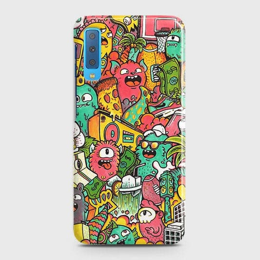 Samsung A7 2018 Cover - Matte Finish - Candy Colors Trendy Sticker Collage Printed Hard Case With Life Time Guarantee b-70 ( Fast Delivery )