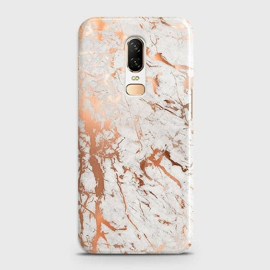 OnePlus 6 Cover - In Chic Rose Gold Chrome Style Printed Hard Case with Life Time Colors Guarantee b55 ( Fast Delivery )