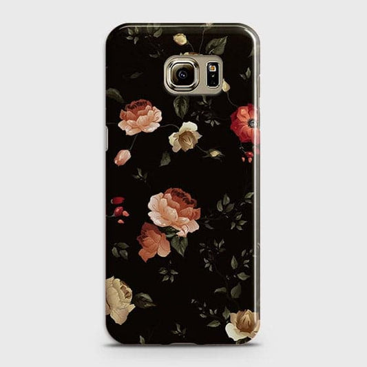 Samsung Galaxy S6 Edge Cover - Matte Finish - Dark Rose Vintage Flowers Printed Hard Case with Life Time Colors Guarantee ( Fast Delivery )