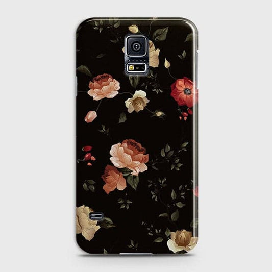 Samsung Galaxy S5 Cover - Matte Finish - Dark Rose Vintage Flowers Printed Hard Case with Life Time Colors Guarantee ( Fast Delivery )