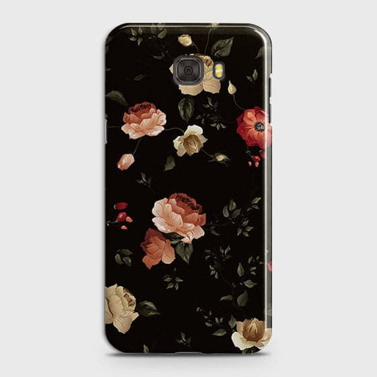 Samsung C7 Cover - Matte Finish - Dark Rose Vintage Flowers Printed Hard Case with Life Time Colors Guarantee (Fast Delivery)