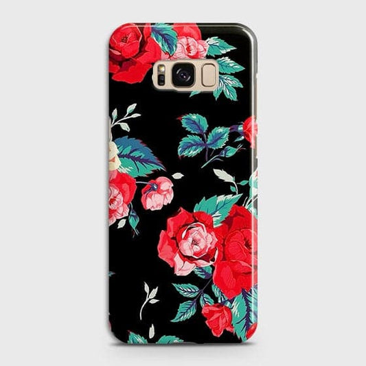 Samsung Galaxy S8 Plus Cover - Luxury Vintage Red Flowers Printed Hard Case with Life Time Colors Guarantee (Fast Delivery)