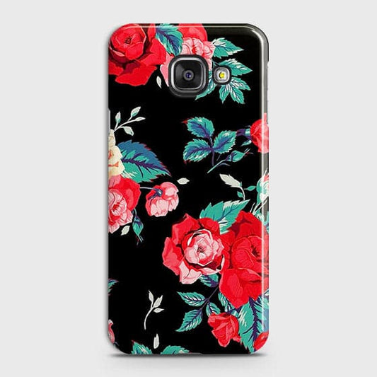 Samsung Galaxy A710 (A7 2016) Cover - Luxury Vintage Red Flowers Printed Hard Case with Life Time Colors Guarantee b60 ( Fast Delivery )