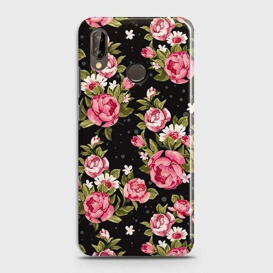 Huawei Nova 3 Cover - Trendy Pink Rose Vintage Flowers Printed Hard Case with Life Time Colors Guarantee ( Fast Delivery )