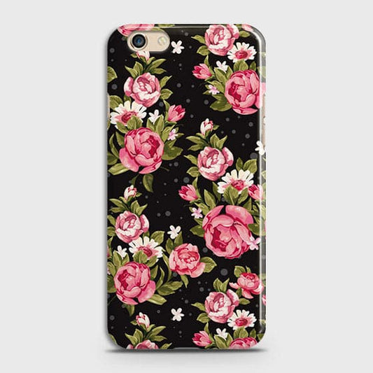 Oppo F1S Cover - Trendy Pink Rose Vintage Flowers Printed Hard Case with Life Time Colors Guarantee ( Fast Delivery )