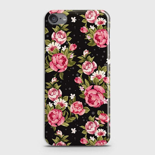 iPod Touch 6Cover - Trendy Pink Rose Vintage Flowers Printed Hard Case with Life Time Colors Guarantee(1) ( Fast Delivery )