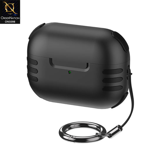 Apple Airpods 1 / 2 Cover - Black - Trendy Hybrid Style Soft Shell Protective Case Compatible with Apple Airpods 1 / 2