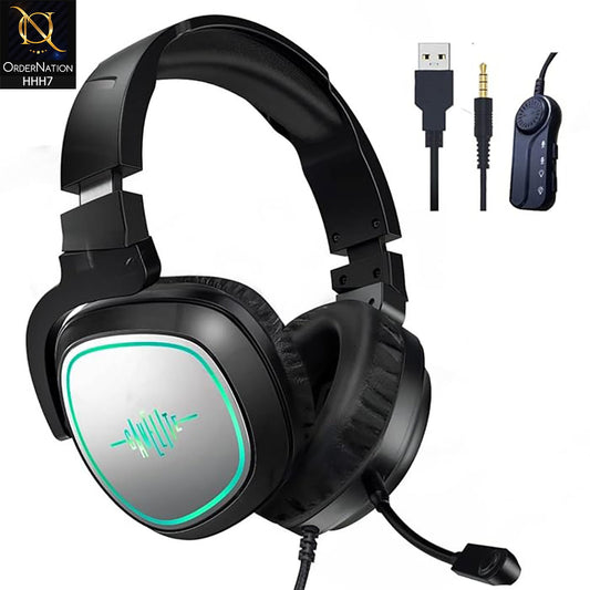 GAMELITE Gaming Headset Headphones with Microphone for Nintendo Switch PS5 PS4 PC Up to 40Hrs 2.4G  RGB Gaming Headsets Over Ear Noise Canceling Mic Wired Mode for Xbox ( Not Wireless/Bluetooth )