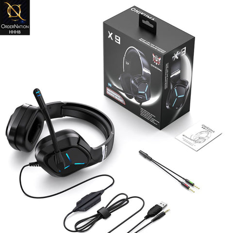 ONIKUMA X9 Gaming Headset with Mic and Noise Canceling Gaming Headphone Wired Blue Light for PS4 PS5 PC XBOX ( Not Wireless/Bluetooth )