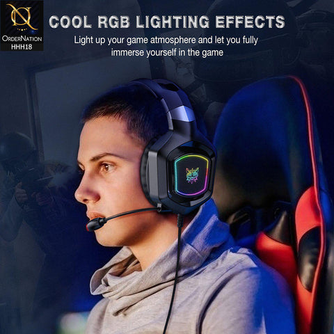 ONIKUMA X8 Gaming Headset 3.5mm Wired Bass Stereo Noise-canceling Earphone with RGB LED Lights Microphone for PS4 PC Gamer ( Not Wireless / Bluetooth )