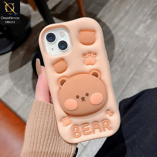 iPhone 14 Cover - Skin - Cute 3D Kawaii Cartoon Hidden Pop Holder Stand Soft Silicone Case