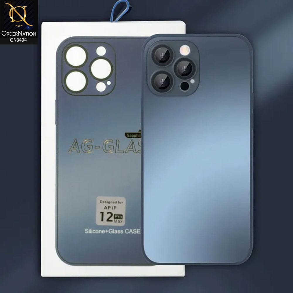 iPhone 12 Pro Max Cover Navy Blue AG Frosted Glass Soft