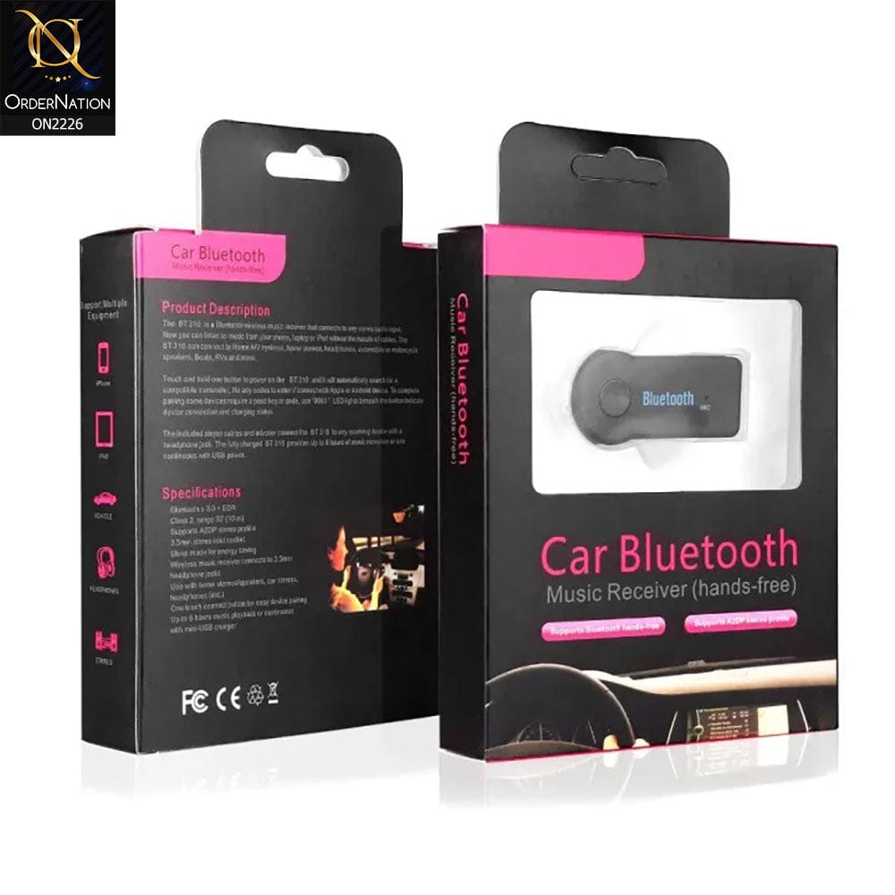 Black - Wireless Bluetooth Music Receiver AUX Audio Car Kit – OrderNation