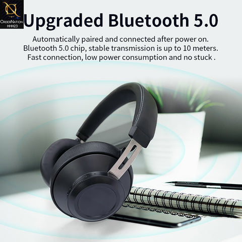 Bluedio BT5 Wireless Headphone and Wired Stereo Bluetooth Over-Ear Headphone with Built-in Microphone, Suitable for Cell Phones Computer TV Laptop Travel and Work - Black