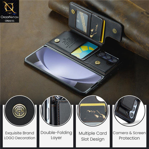 Samsung Galaxy Z Fold 4 5G Cover - Black - CaseMe Premium Leather RFID Blocking Card Holder Case