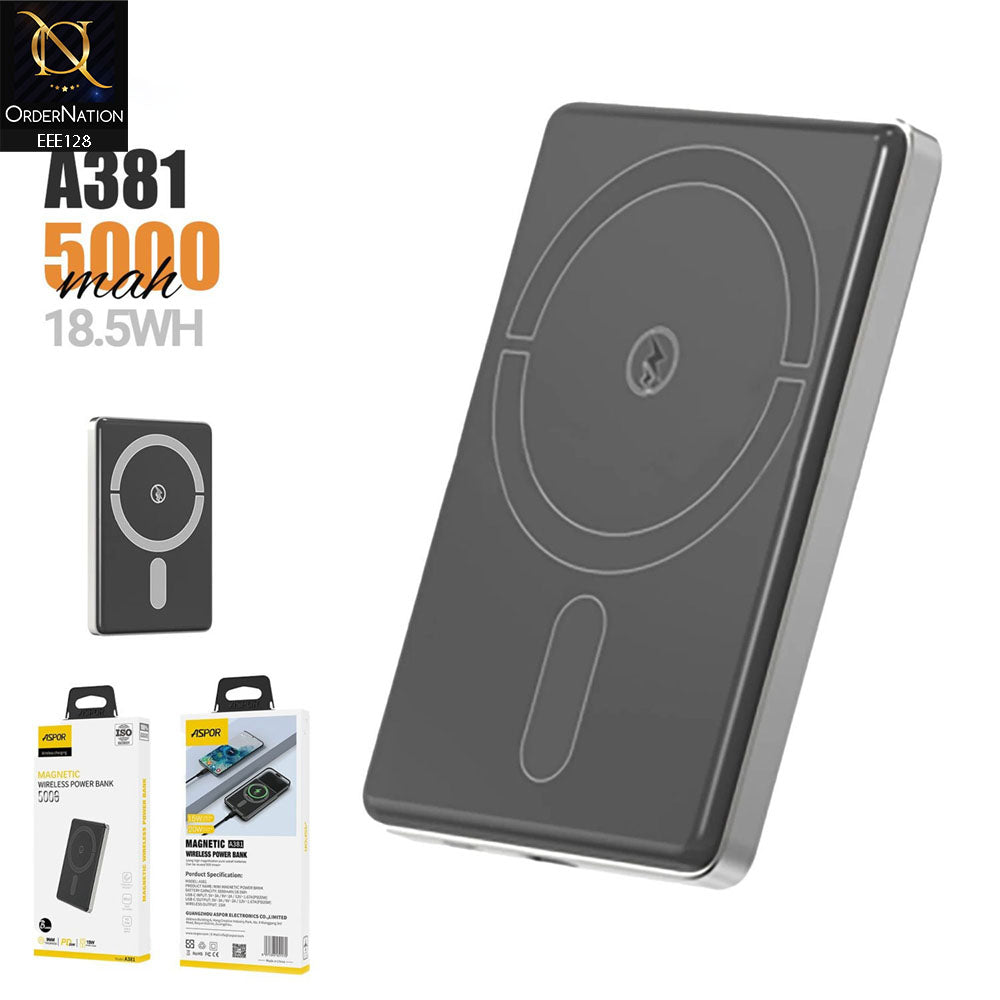 Aspor A381 Magnetic Portable Mini 5000mAh Wireless Power Bank
