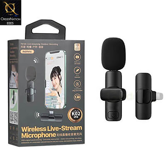 Black - Remax K02 Wireless Lightning Microphone
