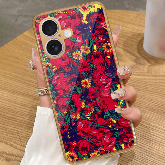 iPhone 16 - Floral Series - HQ Premium Shine Durable Golden Electroplate Case