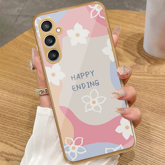 Samsung Galaxy A35 - Happy Series - HQ Premium Shine Durable Golden Electroplate Case