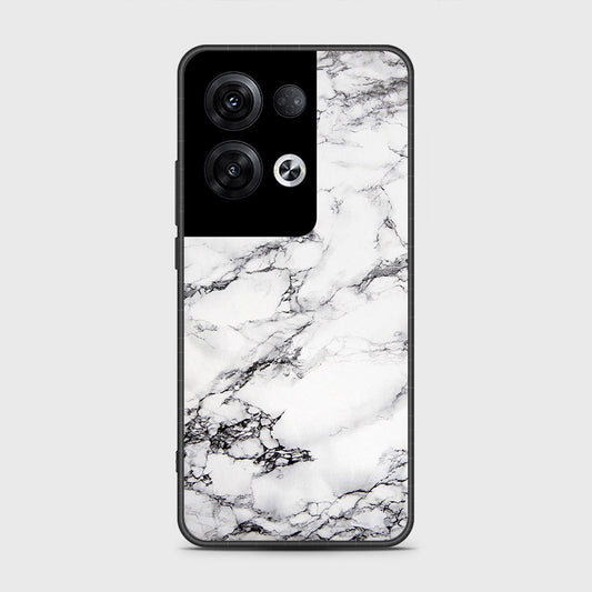 Oppo Reno 8 Pro Cover- White Marble Series - HQ Ultra Shine Premium Infinity Glass Soft Silicon Borders Case