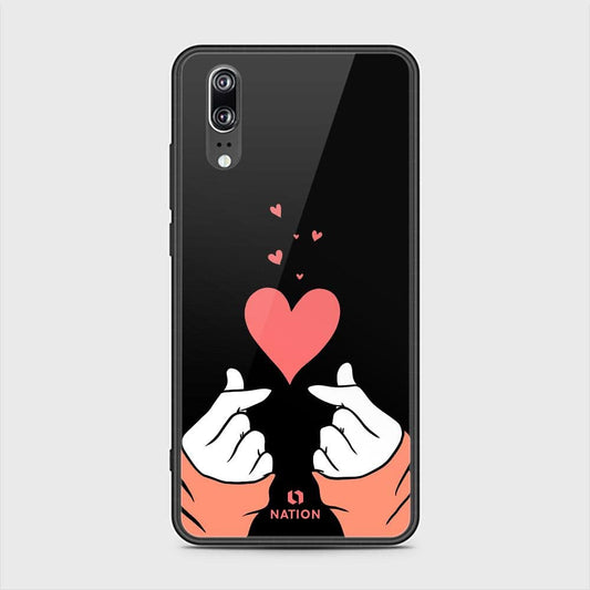 Huawei P20 Cover - ONation Heart Series - D28 - HQ Ultra Shine Premium Infinity Glass Soft Silicon Borders Case ( Fast Delivery )