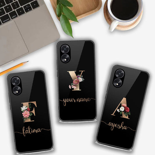 Oppo A18 Cover- Personalized Alphabet Series - HQ Ultra Shine Premium Infinity Glass Soft Silicon Borders Case