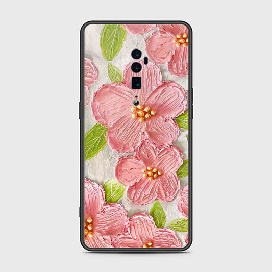 Oppo Reno 10x Zoom Cover - Floral Series - Design 9 - Pink & Green - HQ Ultra Shine Premium Infinity Glass Soft Silicon Borders Case
