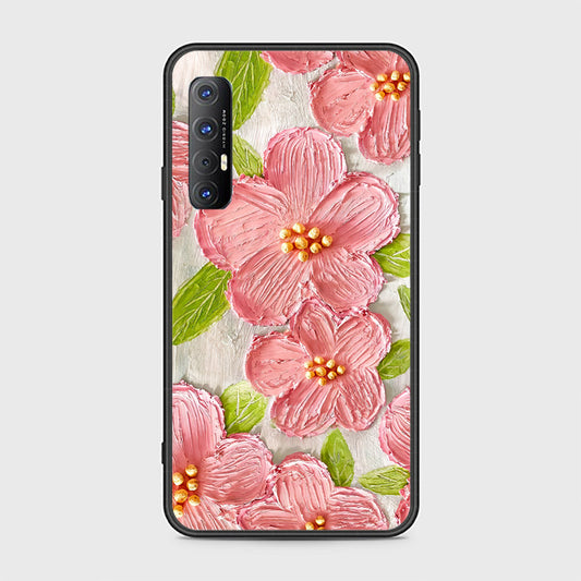 Oppo Reno 3 Pro 5G Cover - Floral Series - Design 9 - Pink & Green - HQ Ultra Shine Premium Infinity Glass Soft Silicon Borders Case