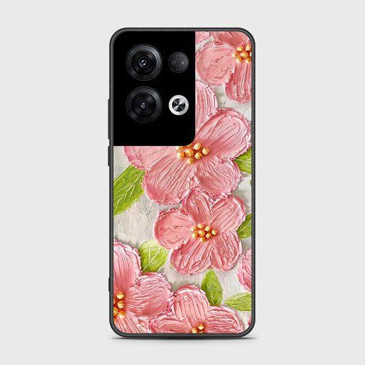 Oppo Reno 8 Pro Cover - Floral Series - Design 9 - Pink & Green - HQ Ultra Shine Premium Infinity Glass Soft Silicon Borders Case