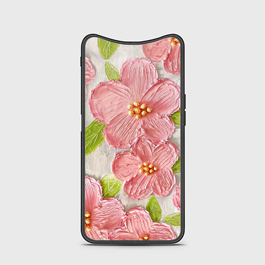 Oppo Find X Cover - Floral Series - Design 9 - Pink & Green - HQ Ultra Shine Premium Infinity Glass Soft Silicon Borders Case