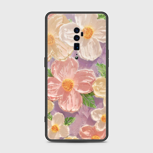 Oppo Reno 10x Zoom Cover - Floral Series - Design 11 - White & Green - HQ Ultra Shine Premium Infinity Glass Soft Silicon Borders Case