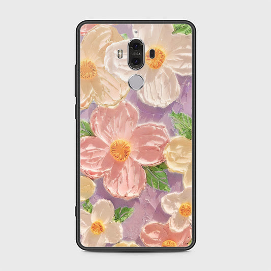 Huawei Mate 9 Cover - Floral Series - Design 11 - White & Green - HQ Ultra Shine Premium Infinity Glass Soft Silicon Borders Case