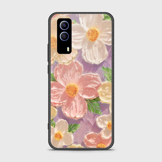 Vivo Y33 Cover - Floral Series - Design 11 - White & Green - HQ Ultra Shine Premium Infinity Glass Soft Silicon Borders Case