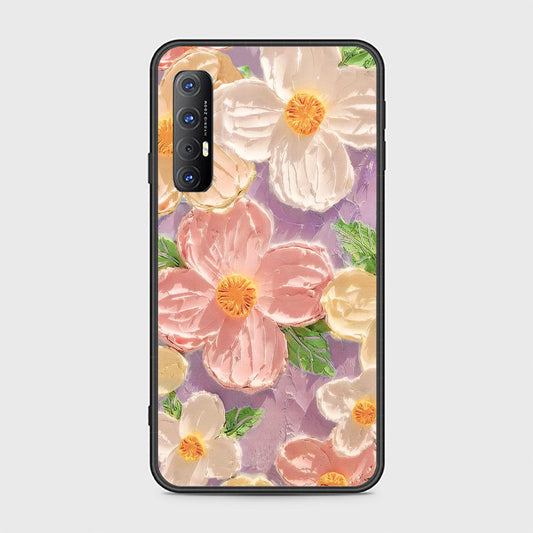 Oppo Reno 3 Pro 5G Cover - Floral Series - Design 11 - White & Green - HQ Ultra Shine Premium Infinity Glass Soft Silicon Borders Case
