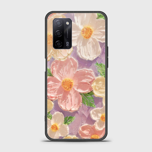 Oppo A55 5G Cover - Floral Series - Design 11 - White & Green - HQ Ultra Shine Premium Infinity Glass Soft Silicon Borders Case
