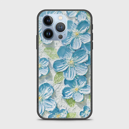 iPhone 13 Pro Cover - Floral Series - Design 12 - Grey & Green - HQ Ultra Shine Premium Infinity Glass Soft Silicon Borders Case