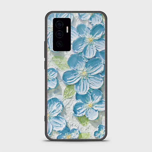 Vivo V23e Cover - Floral Series - Design 12 - Grey & Green - HQ Ultra Shine Premium Infinity Glass Soft Silicon Borders Case