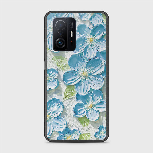 Xiaomi 11T Cover - Floral Series - Design 12 - Grey & Green - HQ Ultra Shine Premium Infinity Glass Soft Silicon Borders Case