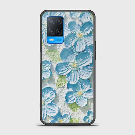 Oppo A54 4G Cover - Floral Series - Design 12 - Grey & Green - HQ Ultra Shine Premium Infinity Glass Soft Silicon Borders Case
