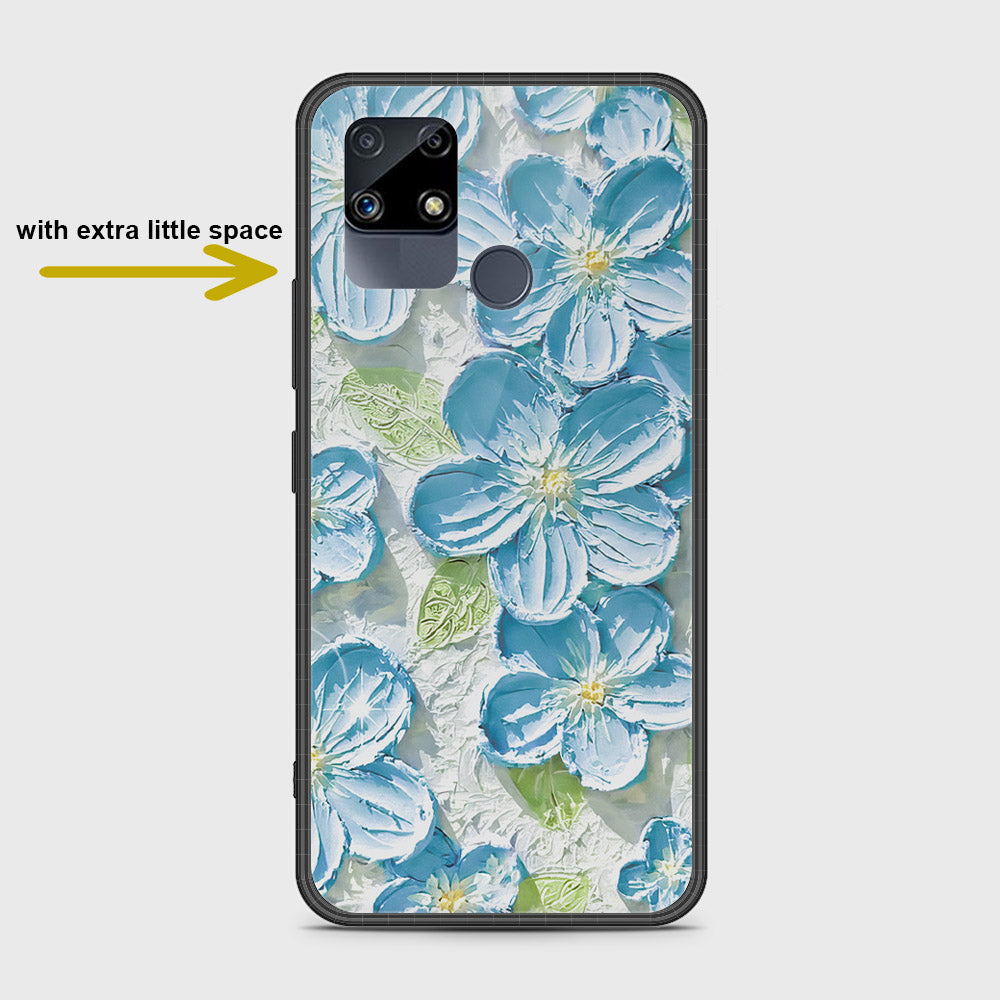 Realme Narzo 30A Cover Floral Series Design 12 Grey Green