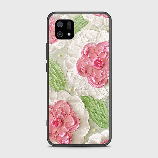Oppo A16K Cover - Floral Series - Design 13 - Offwhite & Green - HQ Ultra Shine Premium Infinity Glass Soft Silicon Borders Case