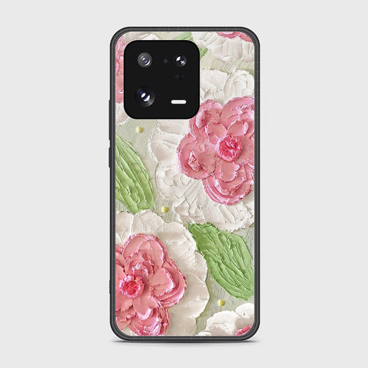 Xiaomi Civi 3 Cover - Floral Series - Design 13 - Offwhite & Green - HQ Ultra Shine Premium Infinity Glass Soft Silicon Borders Case